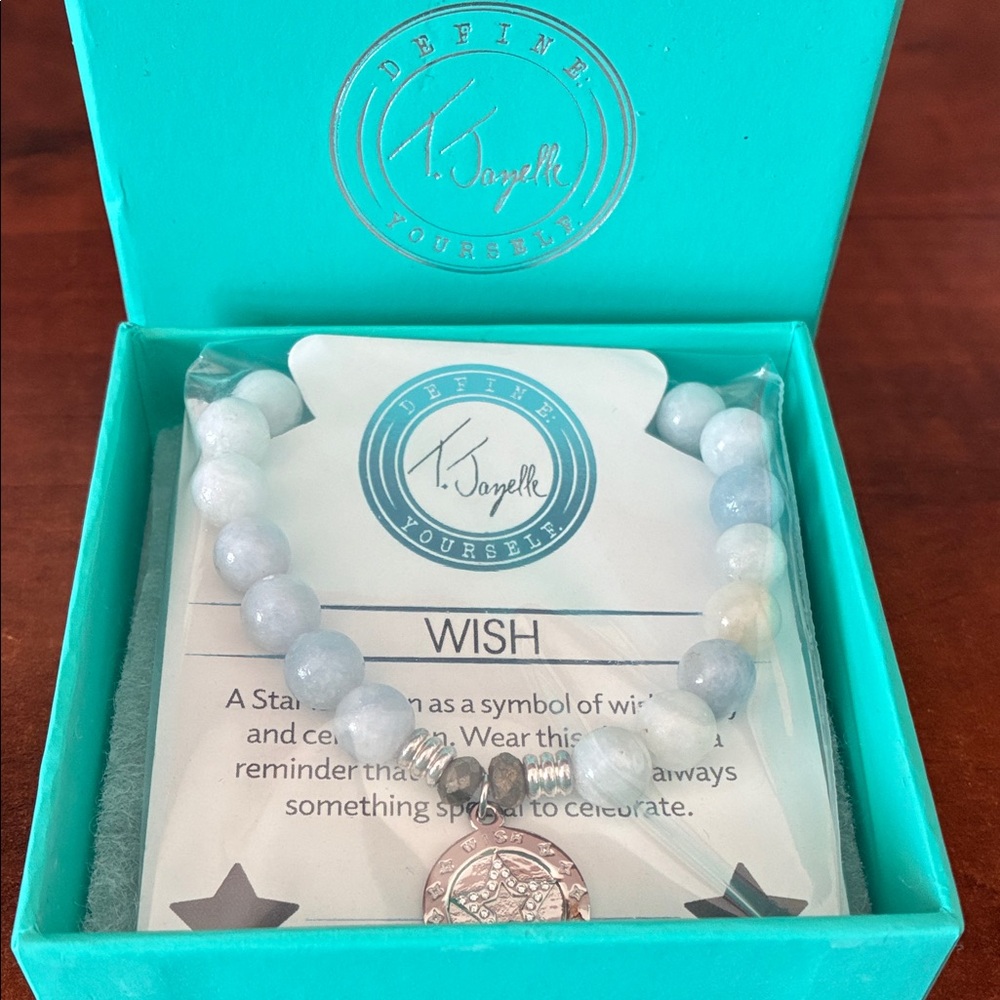 T. Jazelle Blue and Sterling Silver Beaded Bracelet- new in box